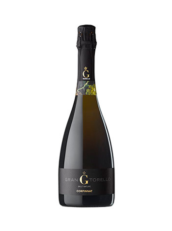 Front view of the Gran Torelló Brut Nature 2013 sparkling wine bottle