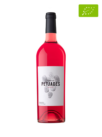 Ampolla de vi rosat Petjades en vista frontal 