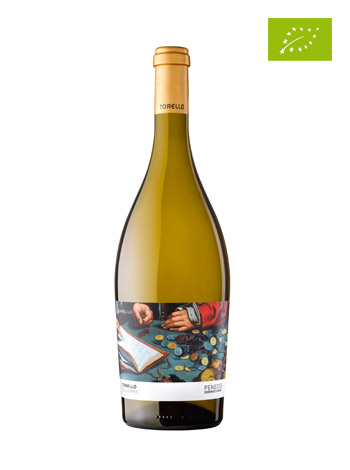 Botella de vino blanco Crisalys 2019 en vista frontal.