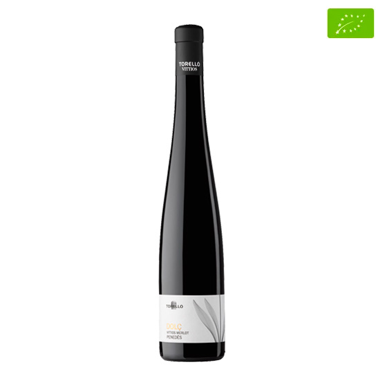 Ampolla de vi negre Vittios Merlot 2015 en vista frontal 
